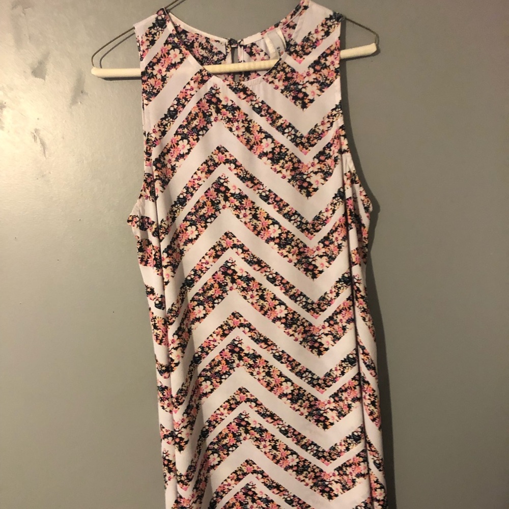 Floral chevron print dress.